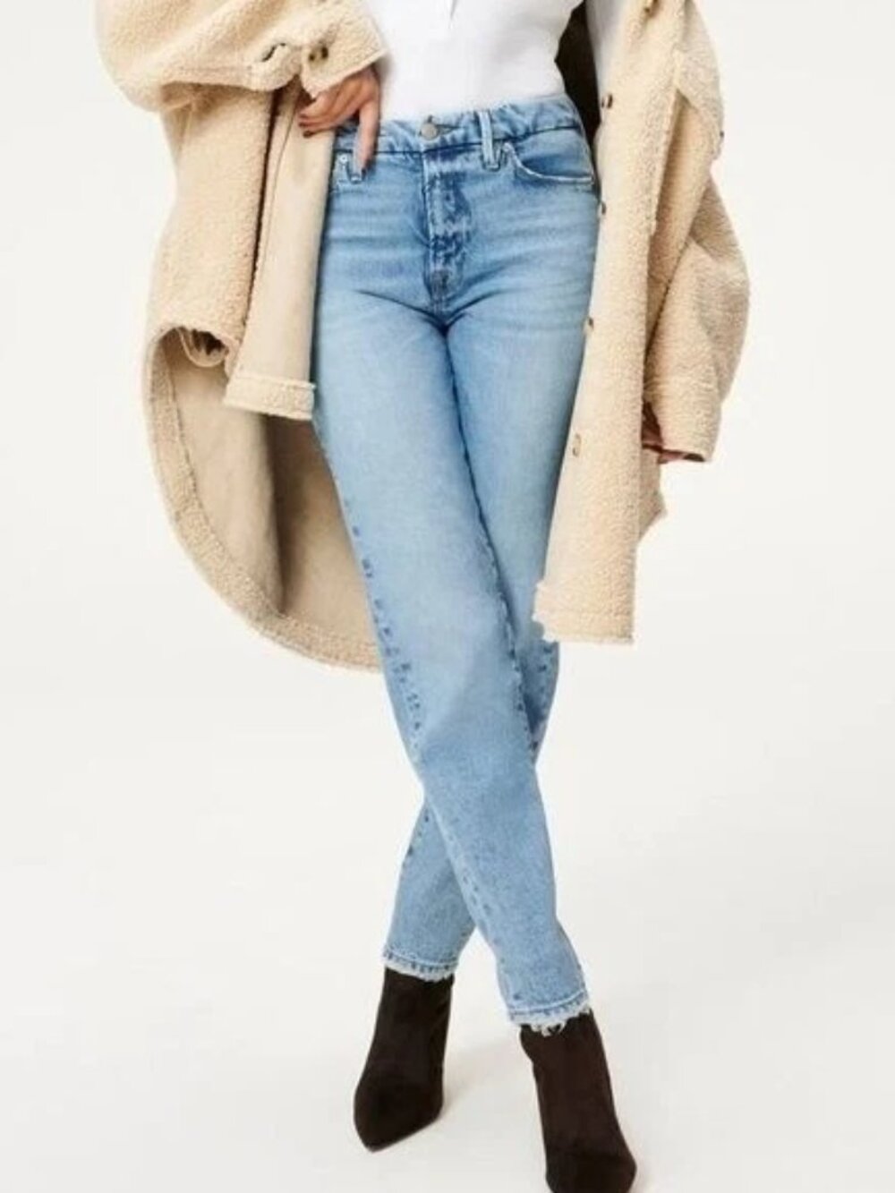 Good American The Weekend Jean Light Wash High Rise Straight Denim